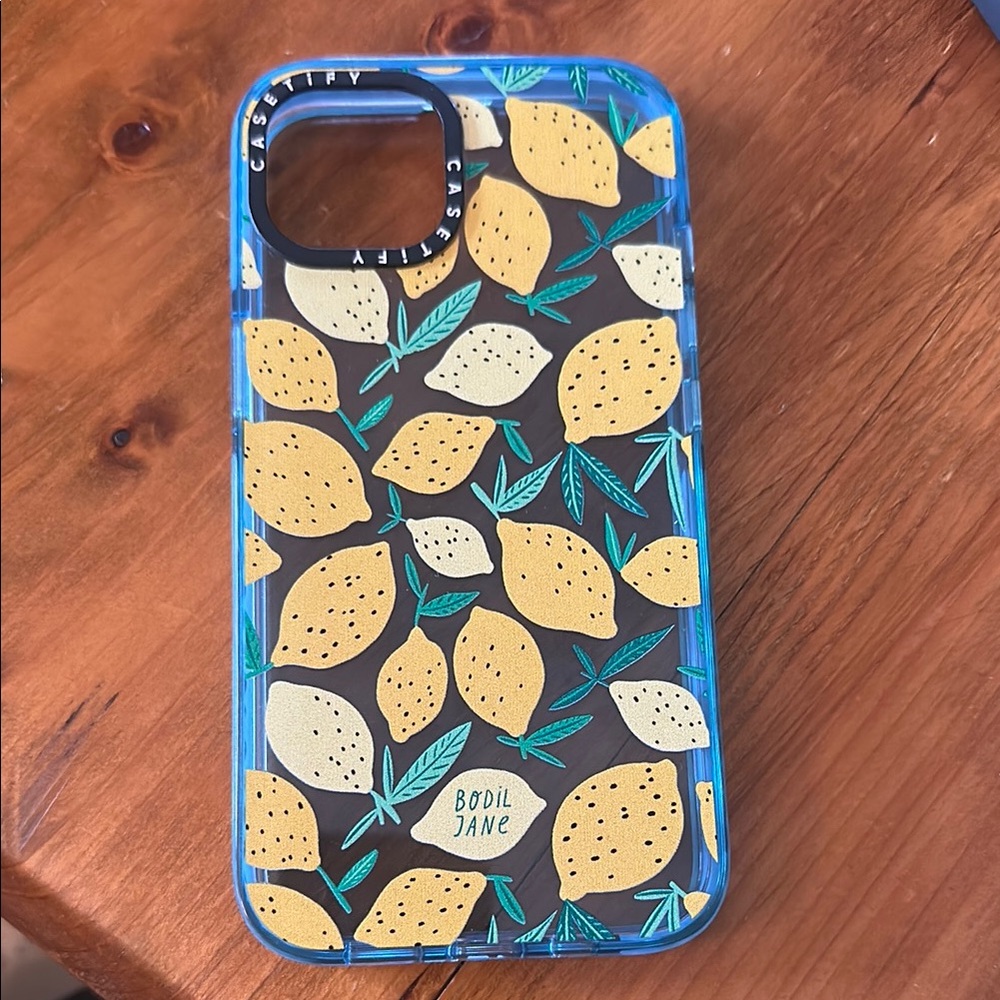 iPhone 13 - Casetify Lemon Pattern Phone Case - Blue and Yellow